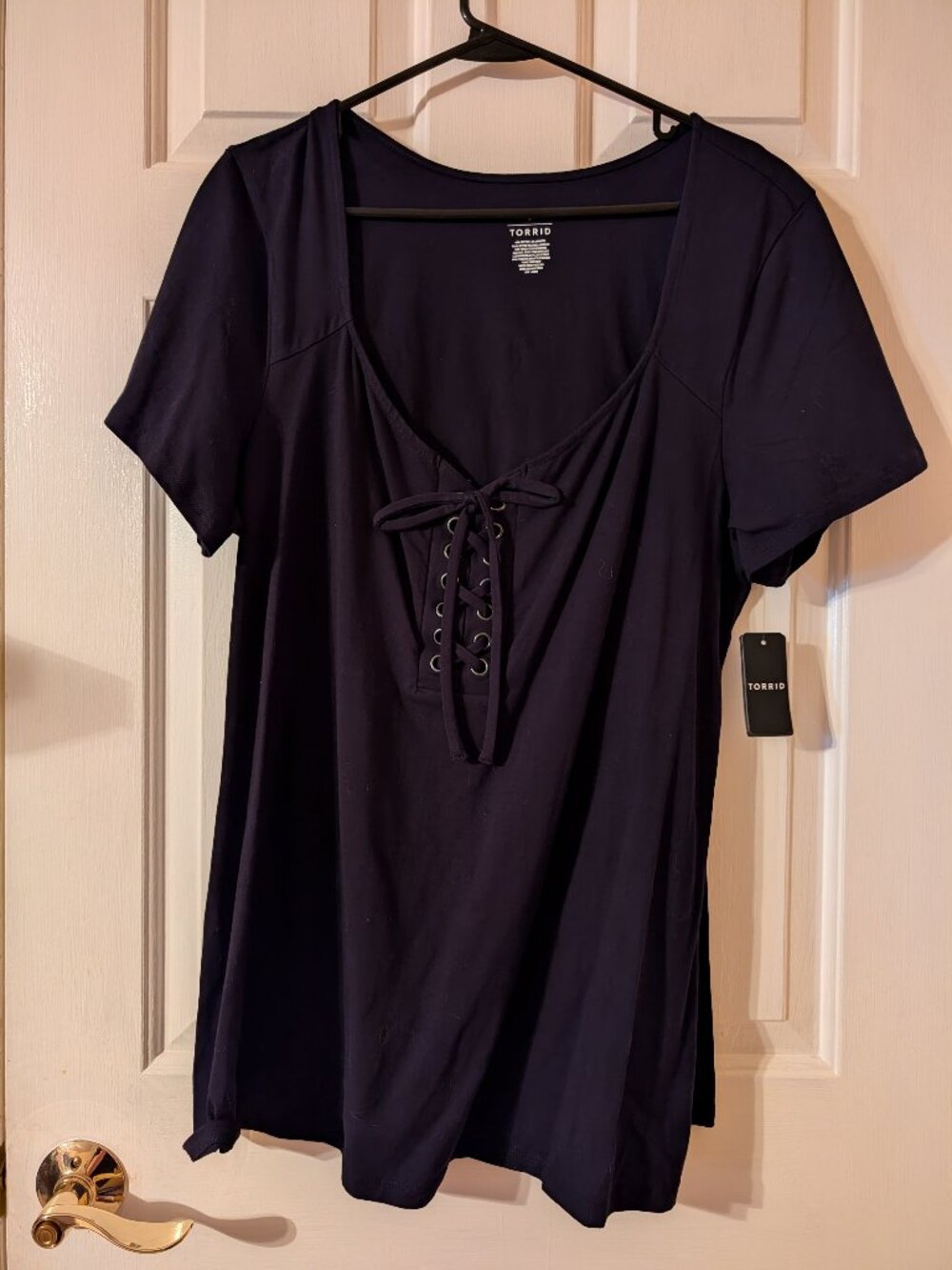 Torrid Foxy Lace up Short Sleeve Top Black ~ 3/3X/22-24
